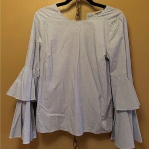 Chelsea28 Blue Striped Women's Top with Flared Sleeves